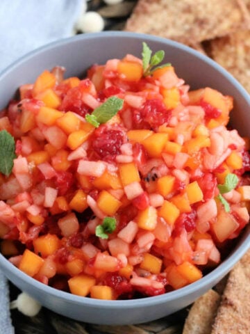 Fresh fruit salsa with cinnamon chips